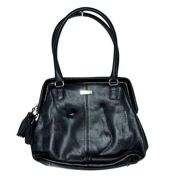 Kate Spade Ashlyn Belltown Satchel Handbag Black Tasseled Pebbled Leather - Picture 1 of 12